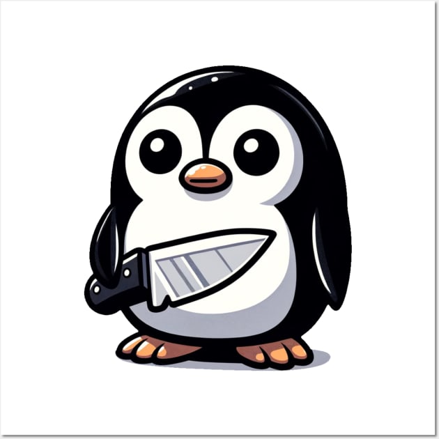 penguin with a knife Wall Art by OddHouse